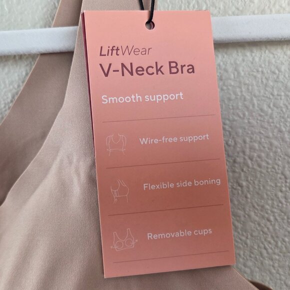 Honeylove V-Neck Bra Size M Nude Sand Softform Wireless NEW Smooth - Picture 6 of 8